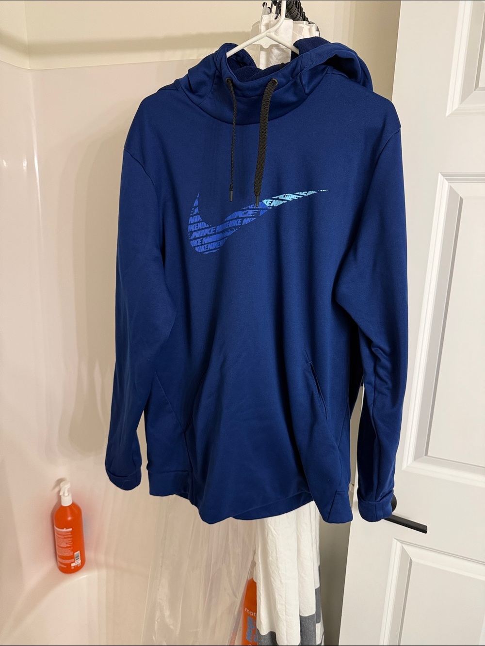 Nike Men’s Deep Blue Performance Hoodie with Swoosh Graphic